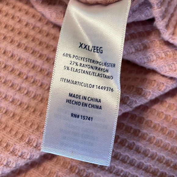 Splendid Dusty Rose Thermal Waffle Knit Top Size XXL - Picture 9 of 11